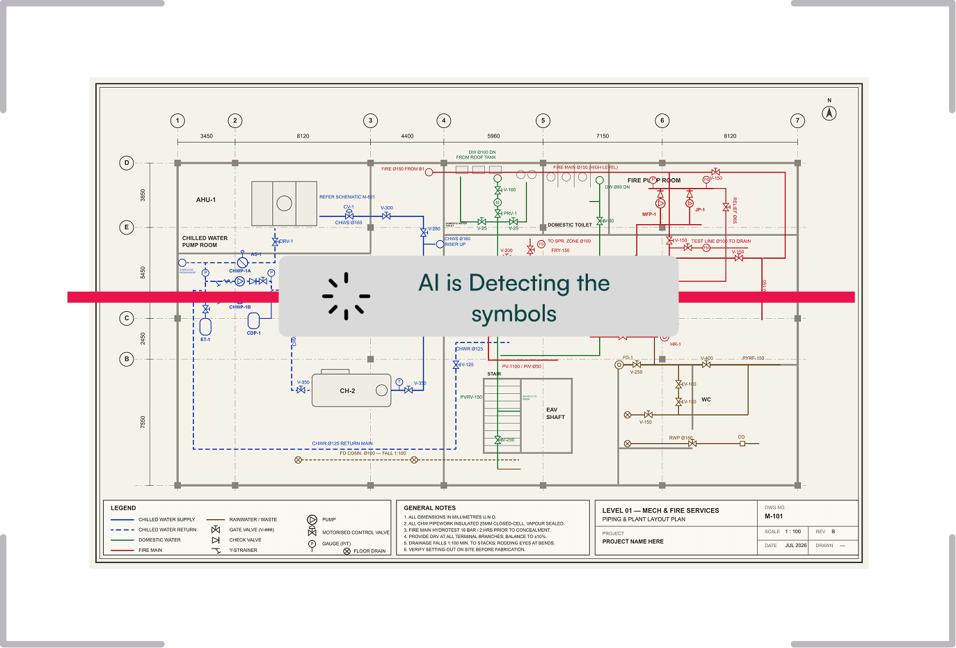Quantities detected and pulled from a drawing in theTakeoff.ai